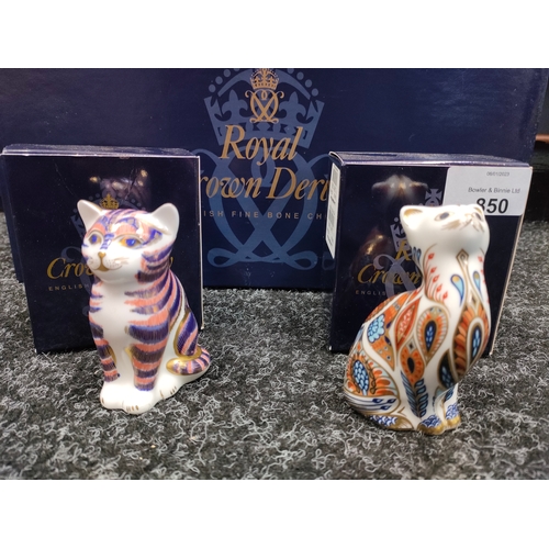 850 - Royal crown Derby Siamese kitten paperweight with stopper together with Royal crown Derby kitten pap... 