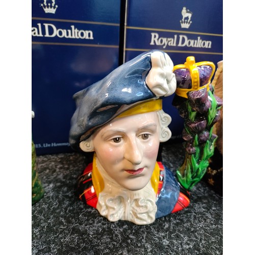 876 - A collection of Royal doulton Toby character jugs includes bonnie Prince Charlie , The civil war Uly... 