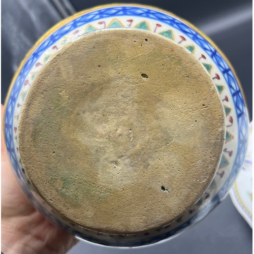 610 - 18th and 19th century French tin glaze and hand painted bowl and cabinet plate.