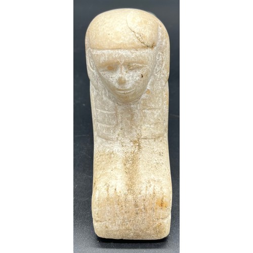 612 - Antique hand worked marble Egyptian sculpture. Possibly the Great Sphinx of Giza. [21.5cm in length]