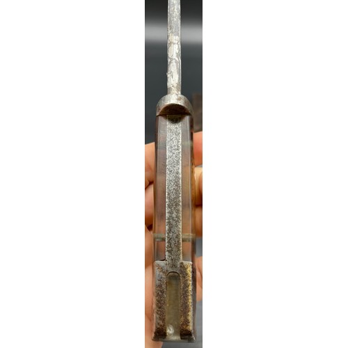 530 - Military bayonet/ dagger, designed with a pin up girl handle under resin. Comes with a protective sc... 