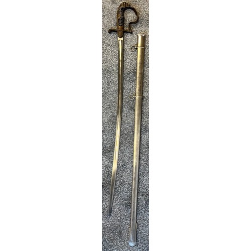 533 - A German Cavalry sword, Lion head pommel. Comes with a scabbard- not true to this sword.