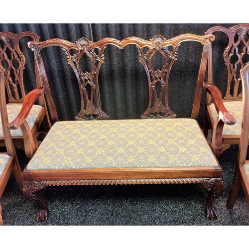 882 - Reproduction 19th Century style parlour suite in the style of Chippendale with ball & claw feet.  Co... 