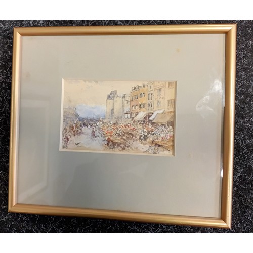 739 - Three framed watercolours depicting various scenes to include riverboat.