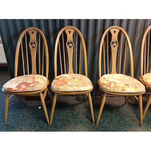 812 - Set of 6 Ercol Elm wood chairs with original seat cushions