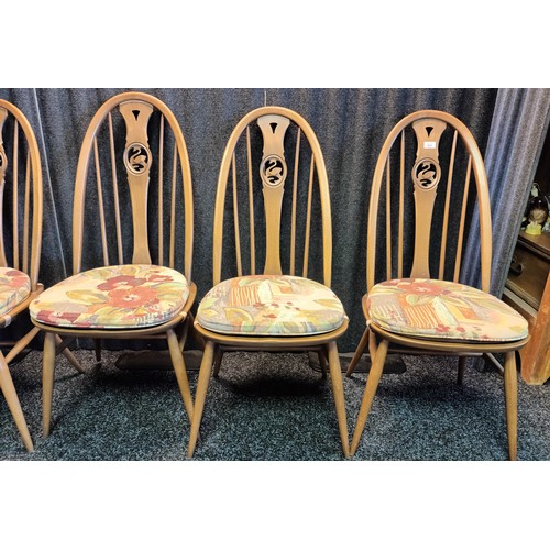 812 - Set of 6 Ercol Elm wood chairs with original seat cushions