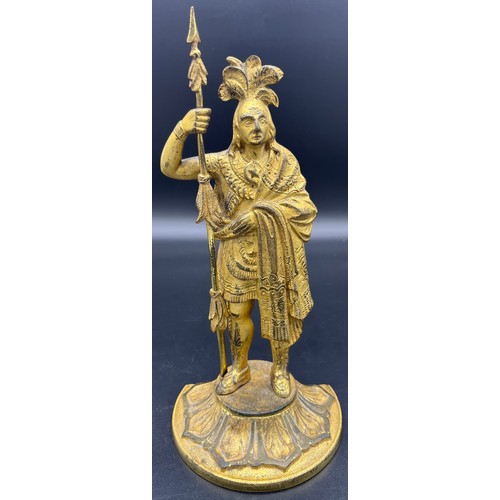 614 - Antique warrior Indian Chief Girandole, Made from bronze with a gilt/ gold finish. [25cm high]