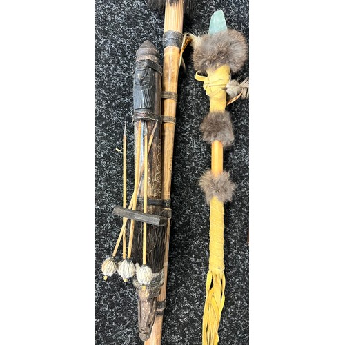 728 - A Lot of Tribal items to include dart blower, wall mask, sceptre and piece of soapstone.