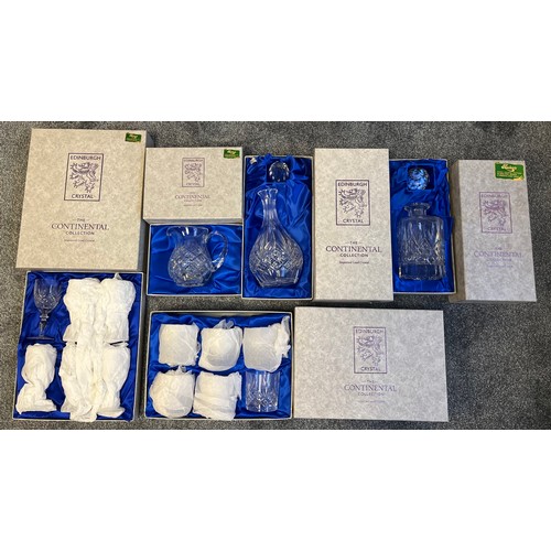 746 - A Lot of boxed Edinburgh Crystal the Continental collection box sets. Includes two decanters, water ... 