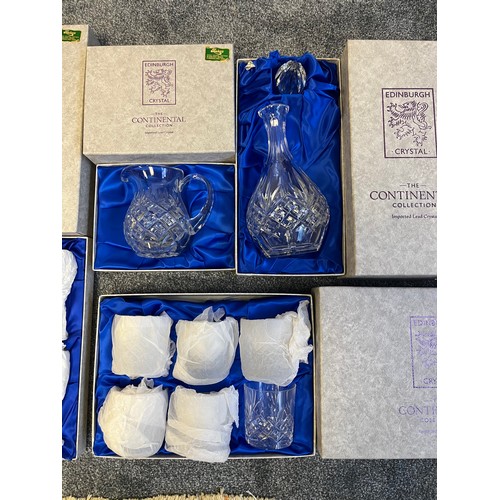 746 - A Lot of boxed Edinburgh Crystal the Continental collection box sets. Includes two decanters, water ... 