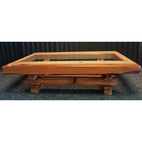 810 - Large Tarabosky coffee table made from reclaimed timber. Glass Top Hager & Thorner Coffee Table From... 