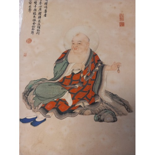 697 - Print on silk depicting a Buddhist monk[45x31cm]