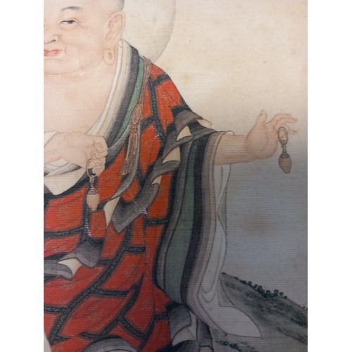 697 - Print on silk depicting a Buddhist monk[45x31cm]