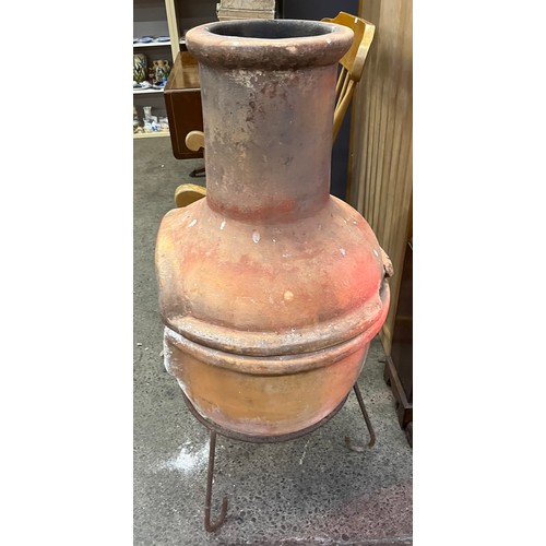 66 - Garden Chiminea with metal stand.