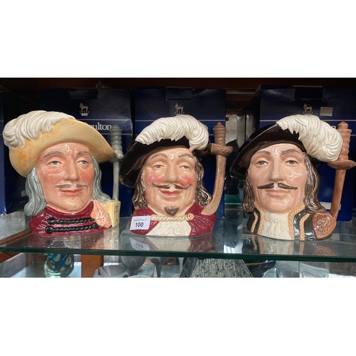 100 - Three musketeer Royal Doulton character toby jugs to include Athos, Porthos and Aramis. All have box... 