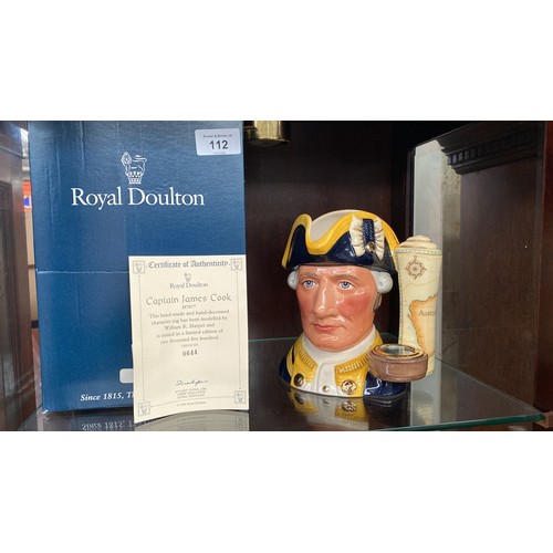 112 - Royal Doulton Character Toby jug Captain James Cook fitted with compass, comes with box and certific... 