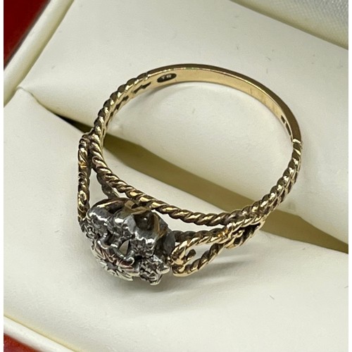 9 - 9ct yellow gold ladies ring set with diamonds. [Ring size O] [2.50Grams]