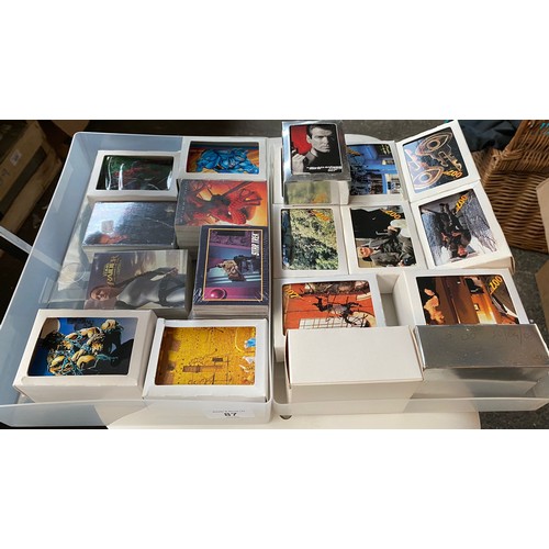 87 - 2 Boxes of trading cards to include star trek, marvel characters, James bond cards