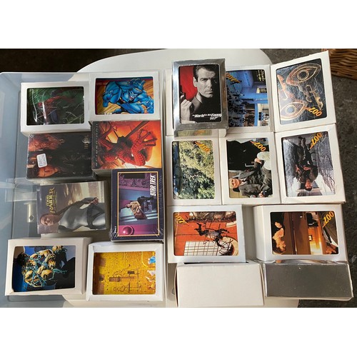 87 - 2 Boxes of trading cards to include star trek, marvel characters, James bond cards