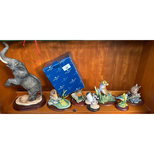 84 - Shelf of Border fine art mouse figures, Leonardo elephant study etc