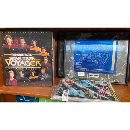 81 - A Collection of star trek voyager cards , 2 star trek enterprise ship diagram s and collection of st... 