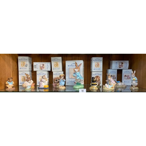 62 - Large Collection of Royal Albert Beatrix potter figures includes Large Peter rabbit figure , Mrs tig... 