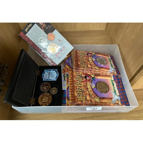 107 - Collection of Harry Potter collectors coins