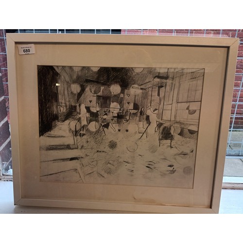 342 - Interior abstract pencil drawing on paper [43x53cm]