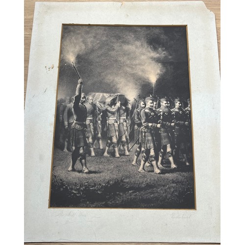 348 - Marshall Wane [1833-1903]
Antique print depicting a military funeral, Gordon Highlanders, 92nd 1881.... 