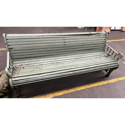 245 - Large Antique Cast iron and wooden slat bench.