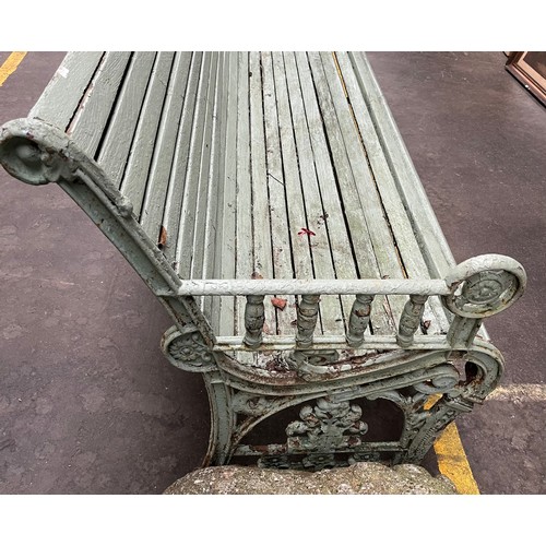 245 - Large Antique Cast iron and wooden slat bench.