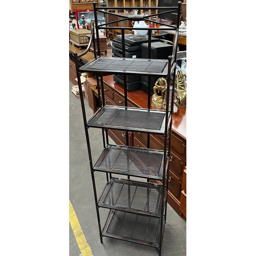 265 - A Contemporary metal five shelf unit [folds down]