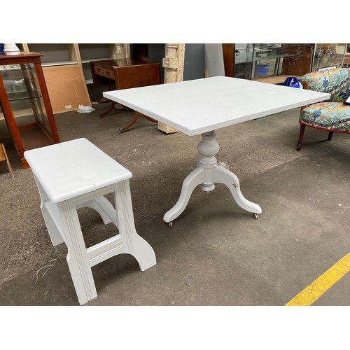 257C - Antique up- cycled dining table and Stool