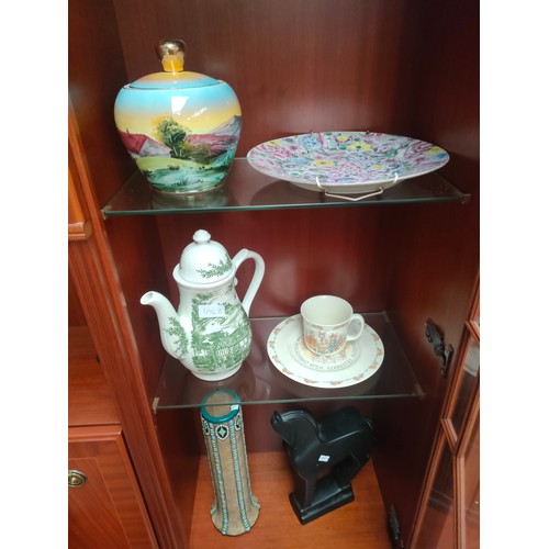 496B - A Lot of porcelain collectables to include Art nouveau Austrian tall vase, Matt black horse and Doul... 