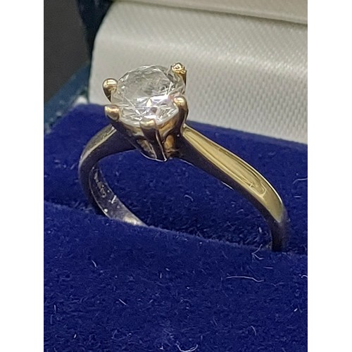 37 - 9ct yellow gold ladies ring set with a large CZ Stone. [Ring size L] [2.36Grams]