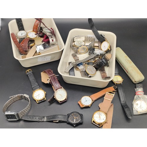 28J - Two trays of mixed watches and lighters to include Appella Geneve Sapphire watch, Casio Quartz, Oris... 