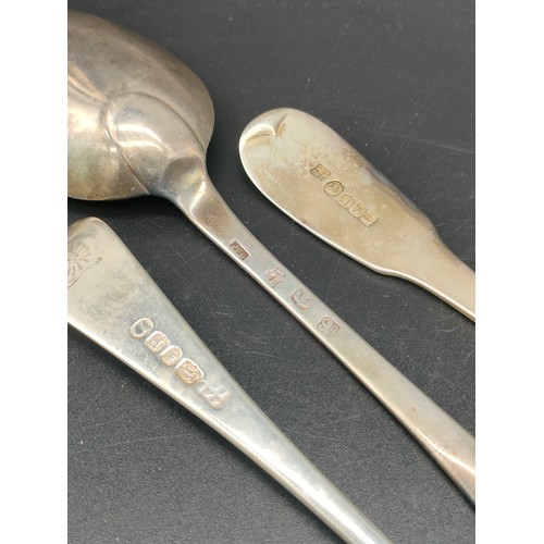 26 - Three Antique silver flatwares. Includes Georgian Edinburgh serving spoon produced by William Ker, G... 