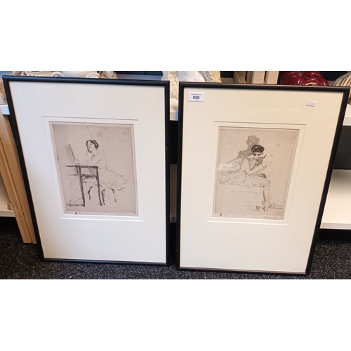 850 - Lucien Hendy Grandgerard  (1880-1970)
Two Framed etchings  depicting ballerina's  
[57x41cm]