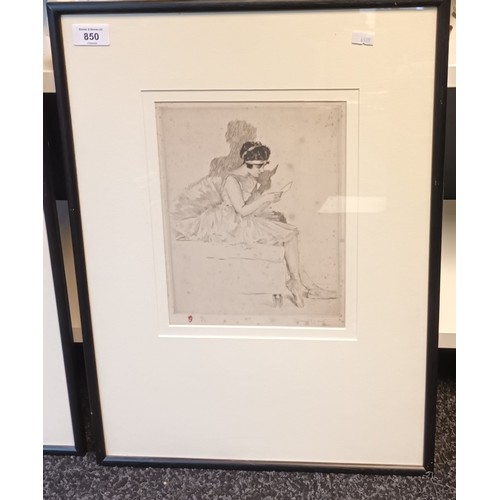 850 - Lucien Hendy Grandgerard  (1880-1970)
Two Framed etchings  depicting ballerina's  
[57x41cm]