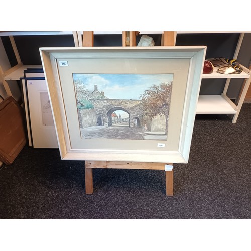 856 - Maisie.M.Hay
Watercolour depicting village high street, Berwick upon Tweed.
[57x68cm]