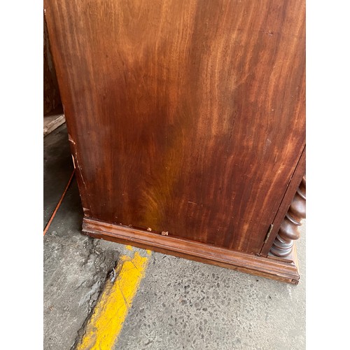 162 - 19th century burr walnut wardrobe, the two long doors opening to interior storage, flanked by barley... 