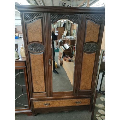 187 - Victorian wardrobe with centre mirror