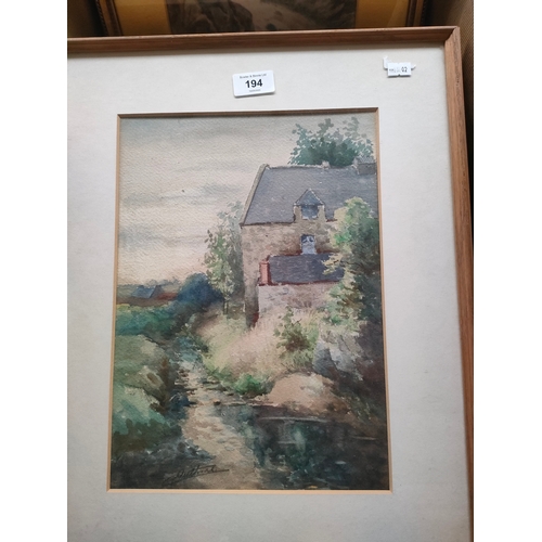 194 - 2 water colour depicting highland scene and countryside scene