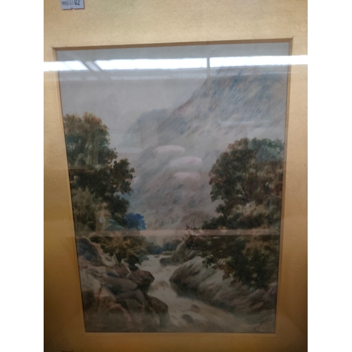 194 - 2 water colour depicting highland scene and countryside scene