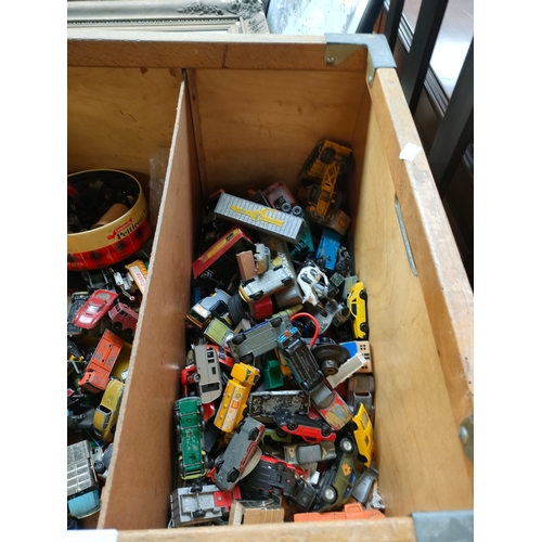 205 - Large crate of Playworn cars etc