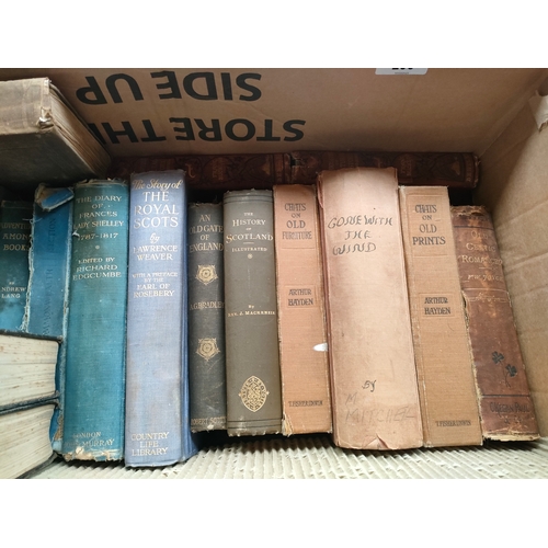 206 - Box of antique books includes history of England, the royal Scots etc