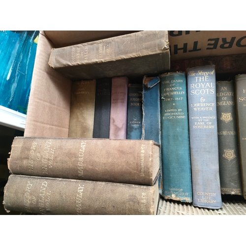 206 - Box of antique books includes history of England, the royal Scots etc