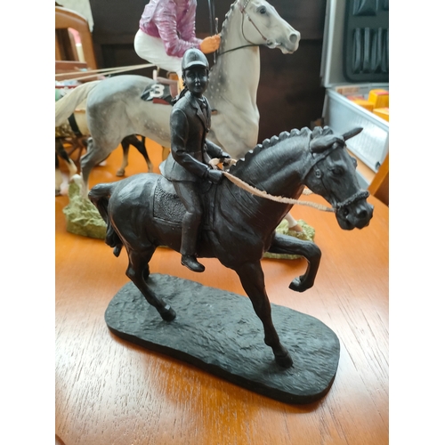 221 - A Collection of horses to include jockey and horse sculpture by David Geenty etc