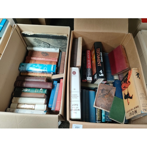 231 - 2 Boxes of old books etc