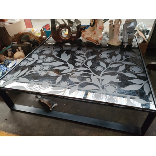 235 - Modern low glass topped coffee table